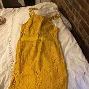 Endless Rose Mustard Lace Midi Dress